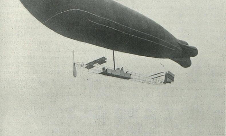 Una de las innovaciones del dirigible de Torres Quevedo fue incluir un armazón de cables flexibles desde donde se suspendía la barquilla. Fotos: Fundación Torres Quevedo leonardo torres quevedo dirigible
