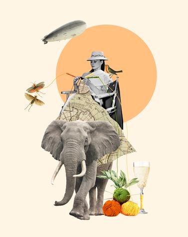 pilsferrer ilustradora collage elefant travel