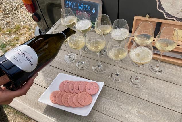 Una degustación de champán y las tradicionales "biscuits rosés" de la Maison Fossier picnic entre viñas biscuits roses fossier