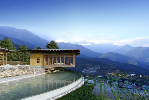 Piscina infinita en Bután.