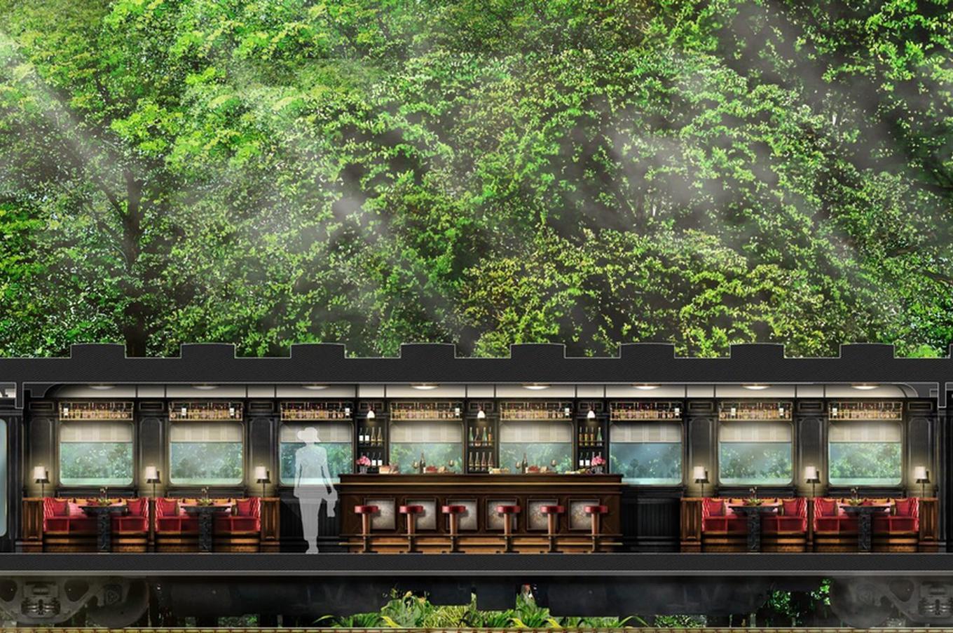 El hotel Intercontinental Khao Yi, diseñado en el interior de clásicos vagones de tren. khao yi intercontinental