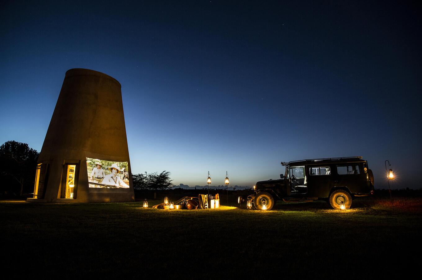 Cine al aire libre en Laikipia. Foto:Segera